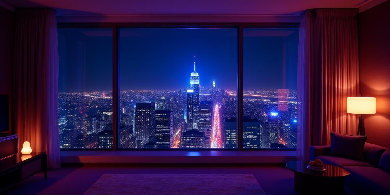Luxury hotel suite with New York City views